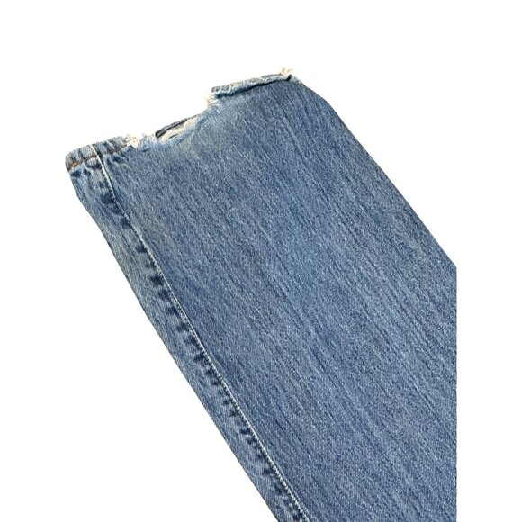 Levis 501 Original Fit Medium Wash Jeans W38 L32 Distressed Hem Hole and Dirty - Picture 12 of 13
